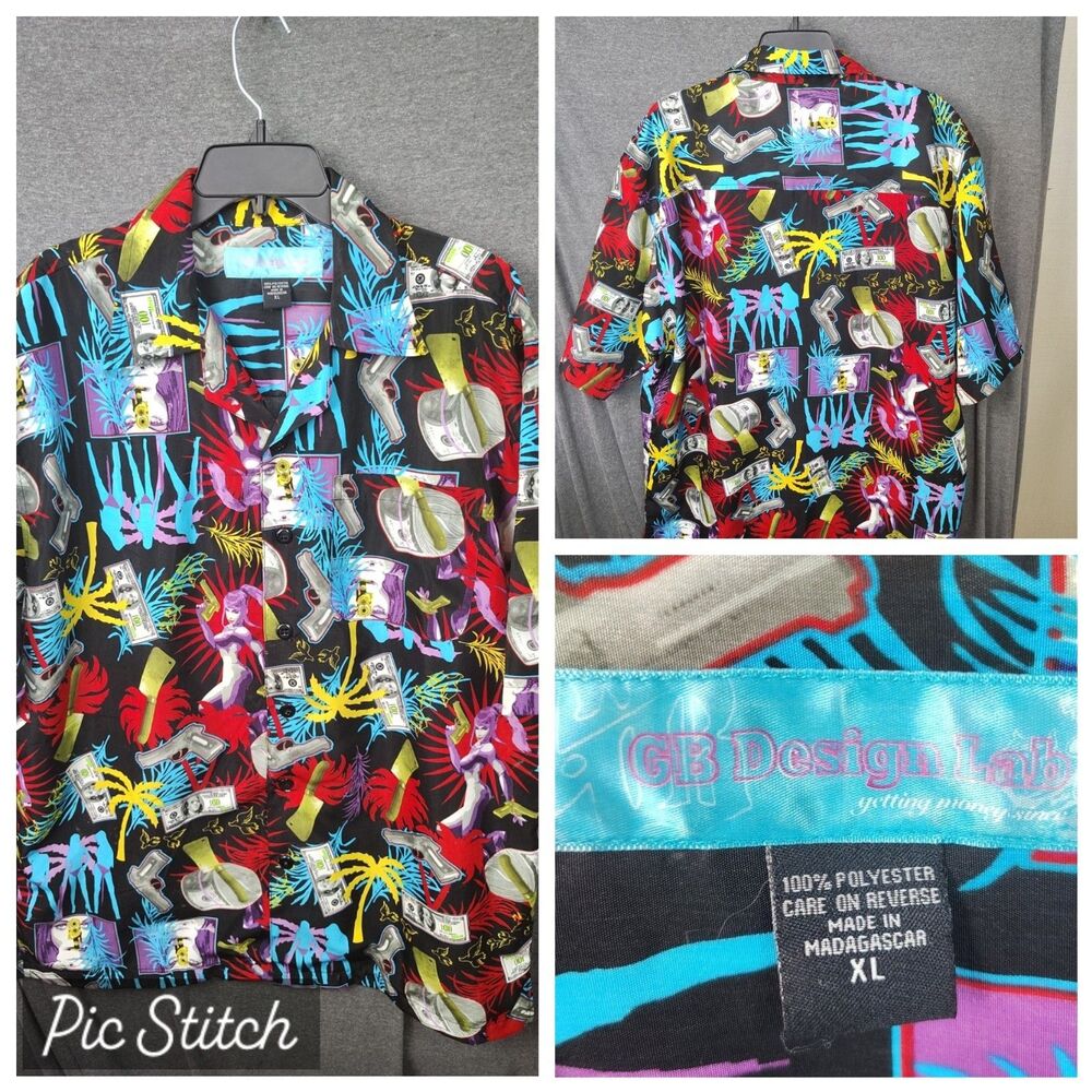 GB Design Lab Shirt Mens XL Short Sleeve All Over Print Gangster